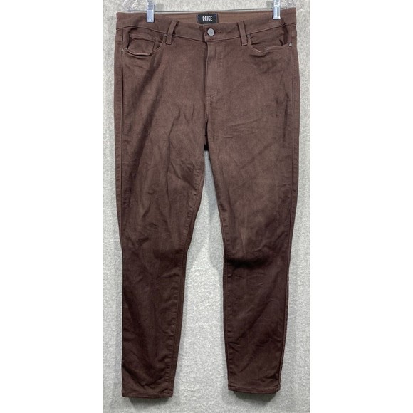Paige Hoxton Ankle Pants‎ 32 (34x25) Women's Brown Stretch Rayon 5 Pocket - Picture 1 of 15